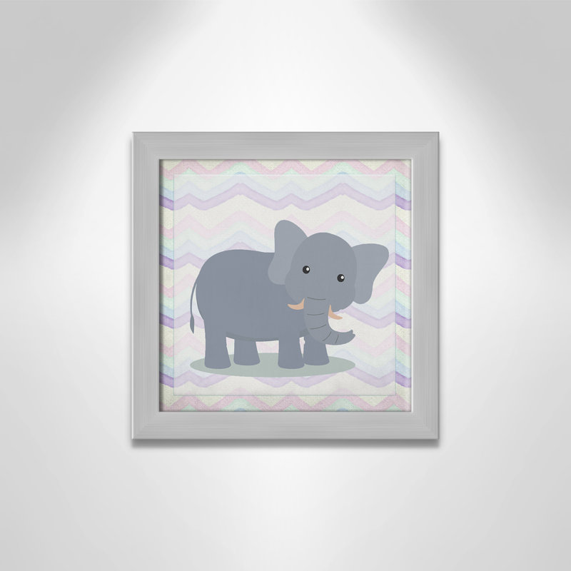 Art de l'éléphant rose, Encadré plat argent, H 12 po x l 12 po x P 0,6 po