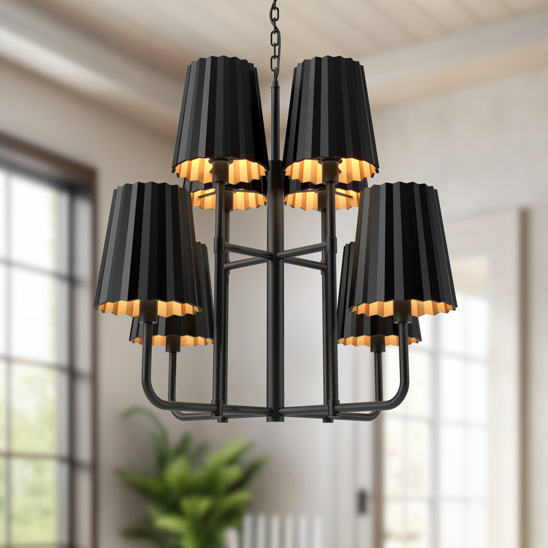 Lustre classique unique à 8 lumières Tindra, Noir mat