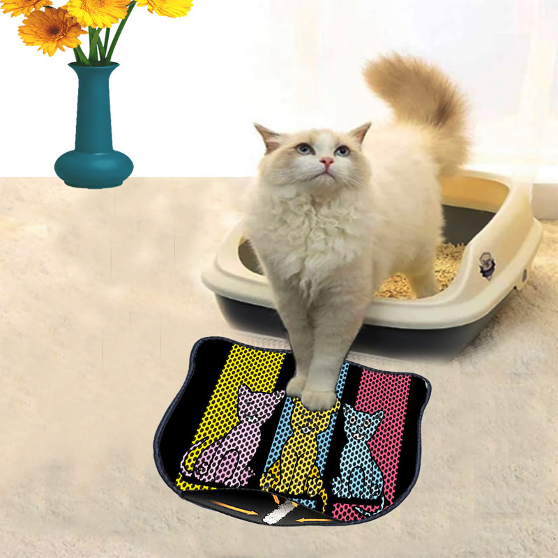 Tapis de litière durable pour chat, 15,7 po x 19,7 po | 50% PVC / 50% polyester, lavable à la machine et passer l'aspirateur | Parfait pour un nettoyage facile, conception antidérapante pour garder votre maison propre et fraîche, idéal pour les propriétaires d'animaux de compagnie