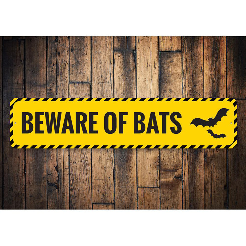Panneau «Beware of Bats» en aluminium, H 4 po x l 18 po x P 0,04 po