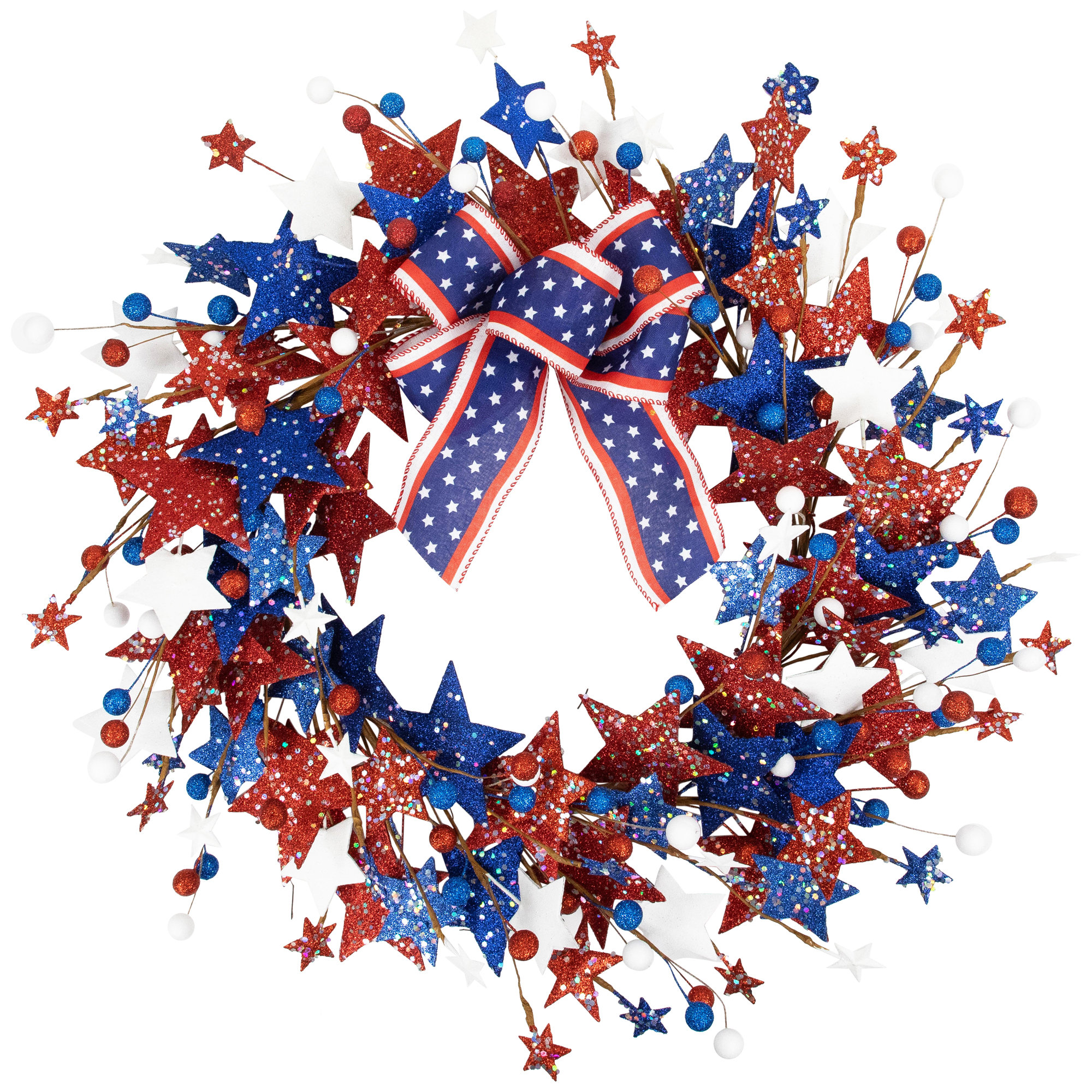 Northlight Seasonal Stars and Stripes Glittered Patriotic Twig Plastic ...