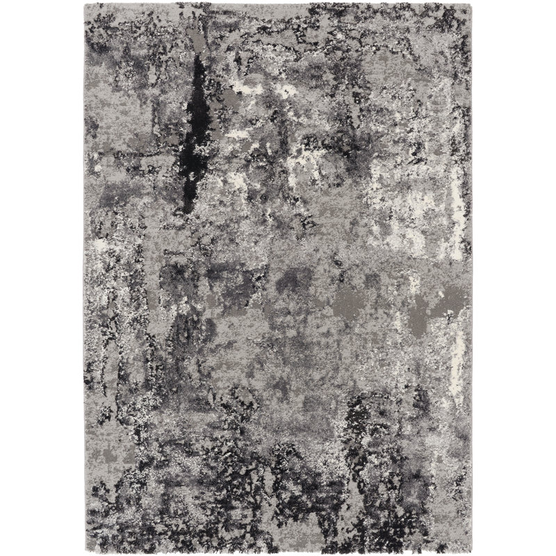 Shaggy Carpet Dewees in Grey/Black, Rectangle 140 x 200cm