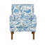 Charmant fauteuil d'appoint rembourré floral avec garniture cloutée et pieds en bois massif-995599425