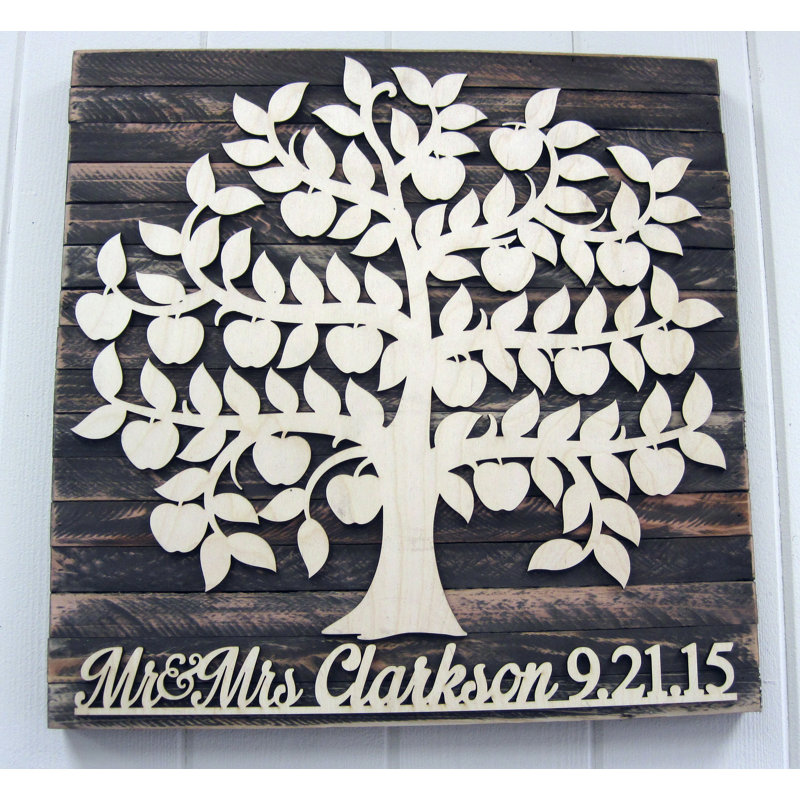 Arbre de mariage personnalisé de mariage d’invités, H 18 po x l 18 po, Oui