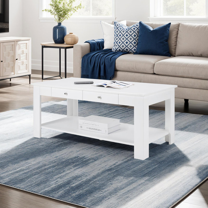 Slayter 40" W Coffee Table with Storage, White