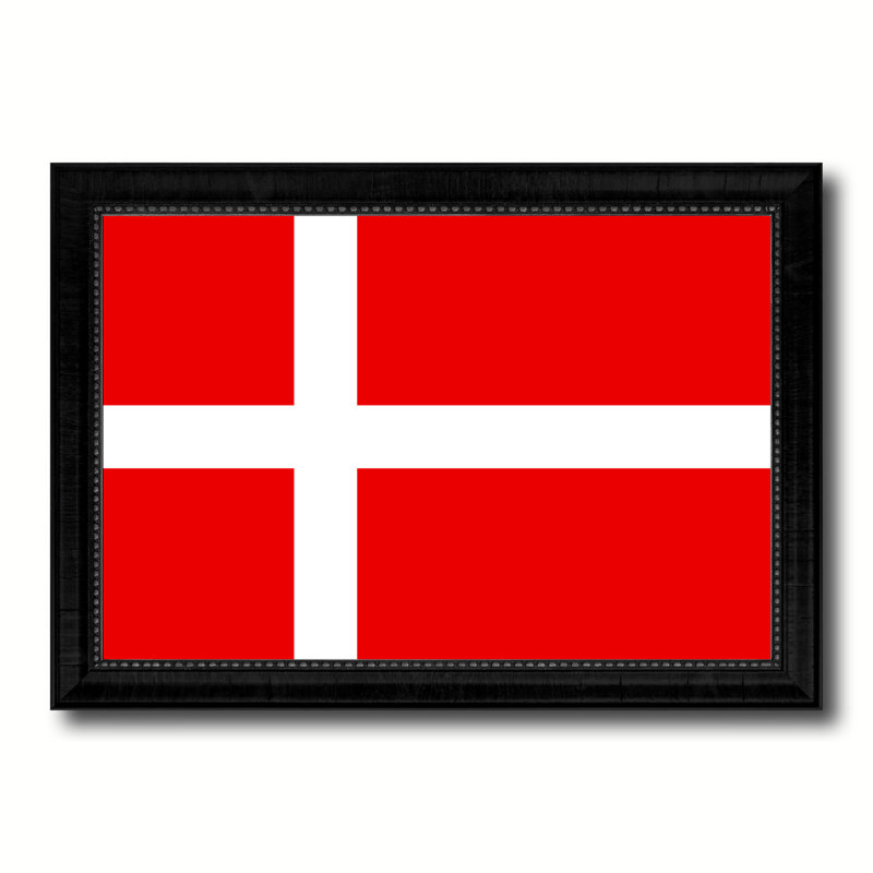 Impression sur toile, "denmark country flag", H 15 po x l 21 po x P 1 po, Encadrement noir