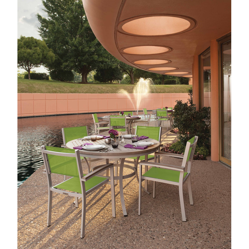 Travira Stacking Patio Arm Chair, Go Green, Flint, Tekwood Natural