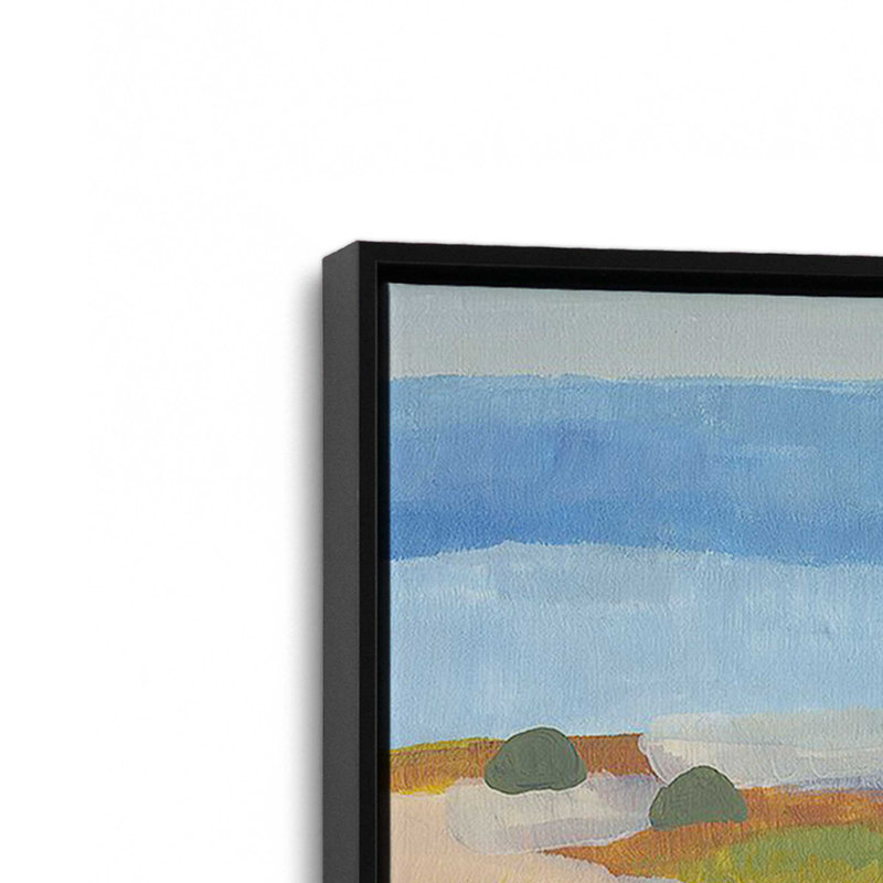 «Islandais Meadow Whimsy» sur toile par Jan Weiss, Cadre flottant noir satiné, H 14 po x l 20 po x P 1,75 po