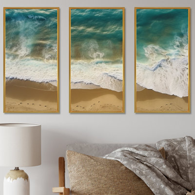 Vue aérienne des vagues tranquilles 4 - plage, art mural
