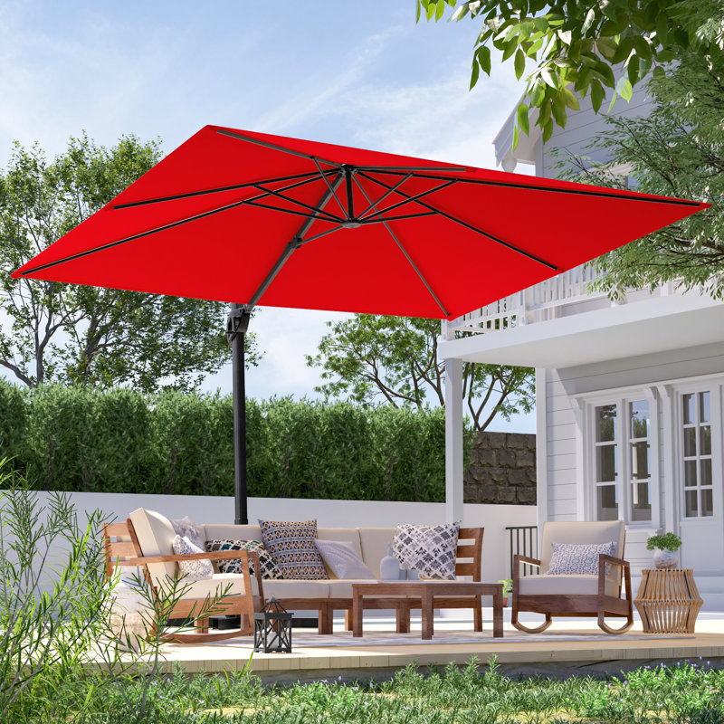 Parasol de patio en porte-à-faux 10x8FT, Rouge rouille