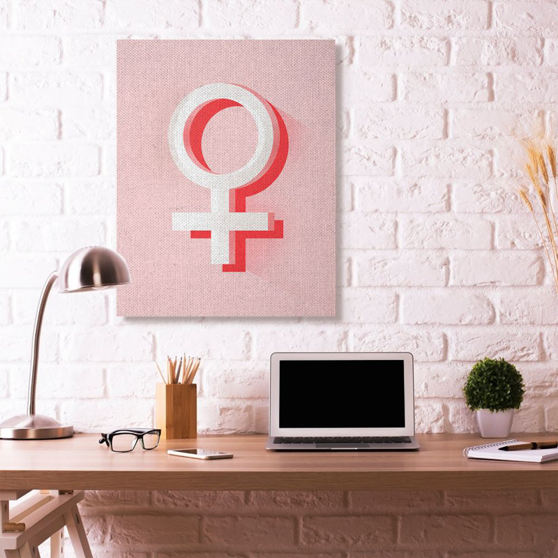 Symbole féminin - reproduction d'art textuel en rose, Toile tendue, H 48 po x l 36 po