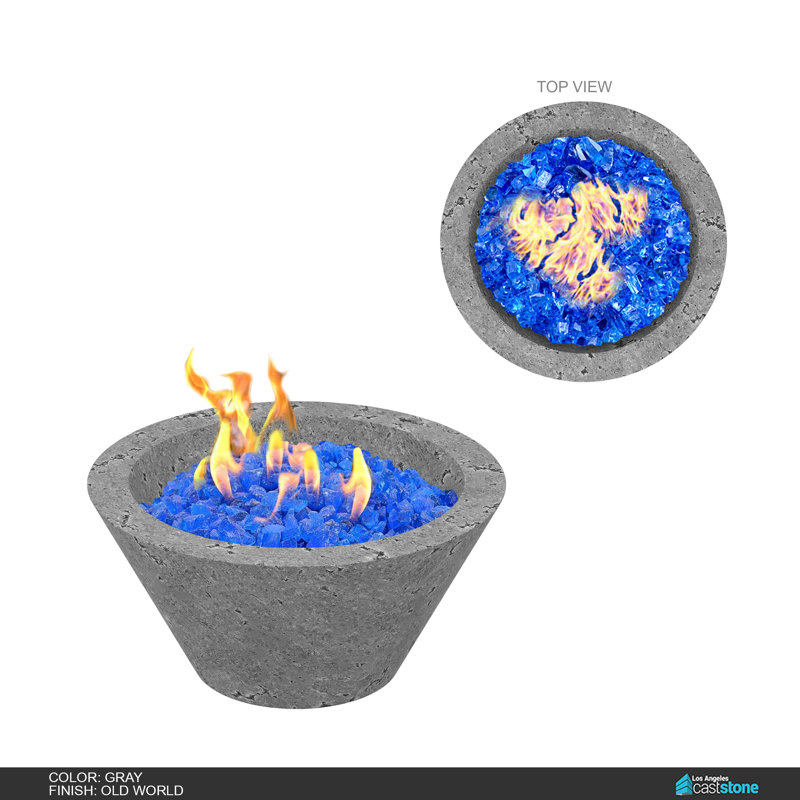 Round Concrete Natural Gas Smokeless Fire Pit, Old World Gray