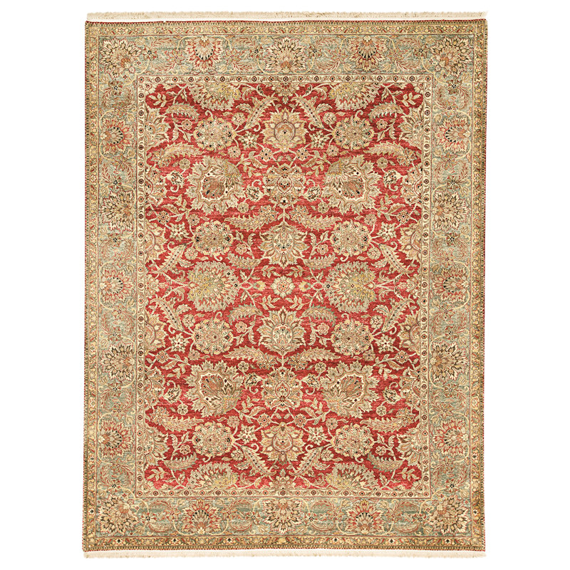 High-Quality Hand-Knotted Red And Green Area Rug