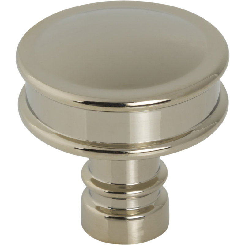 Cranford Round Cabinet Knob, Polished Nickel