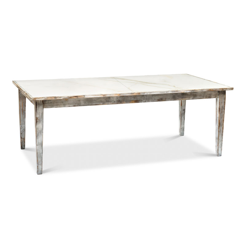 Table de salle à manger à rallonge papillon, Calacatta, Chêne gris