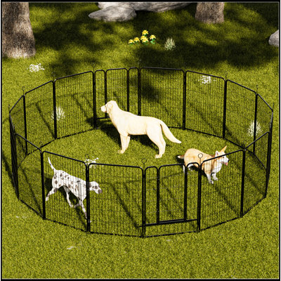Parc pour enfants en métal robuste à 16 panneaux avec barrière autobloquante, très grand enclos pour chien de 40 po pour l'extérieur et l'intérieur - enclos facile pour les grands chiens