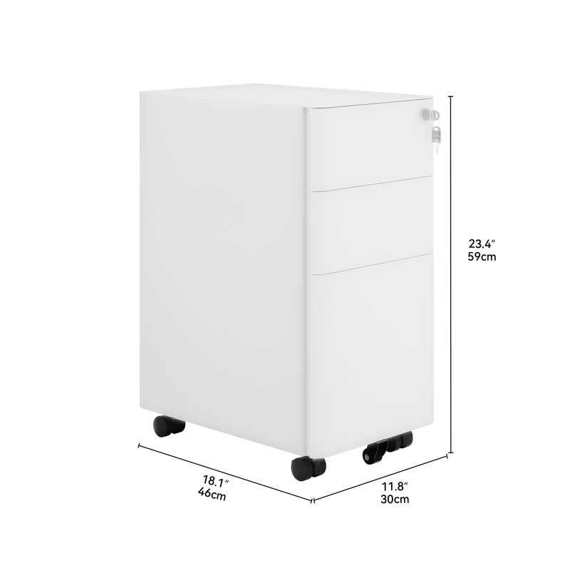 3 Drawer storage unit Filing Cabinet, White