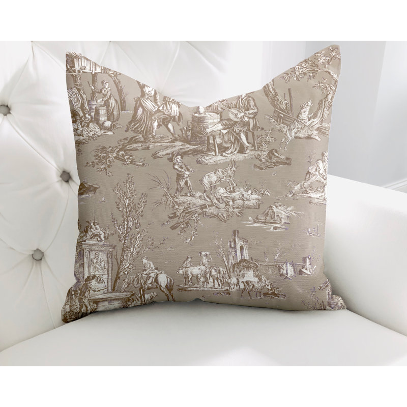  Housse de coussin en coton Eloise, Beige, L 15 po x H 15 po