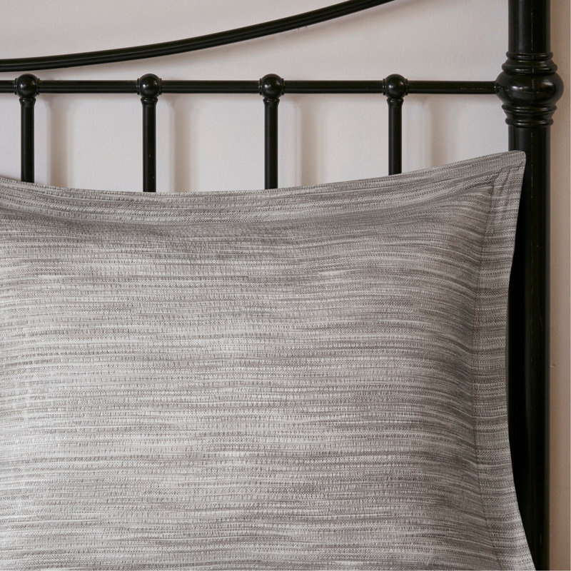 Ensemble d'édredon imprimé 7 pièces gris, Gris, Édredon de très grande taille et 6 pièces suppl