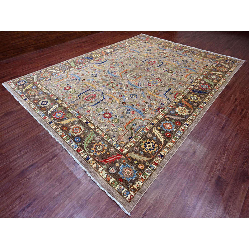 Tapis en laine noué à la main 10 pi x 13 pi 4 po gris Peshawar Heris 9AA2AD9FD08847C1B5949985D70DBA23