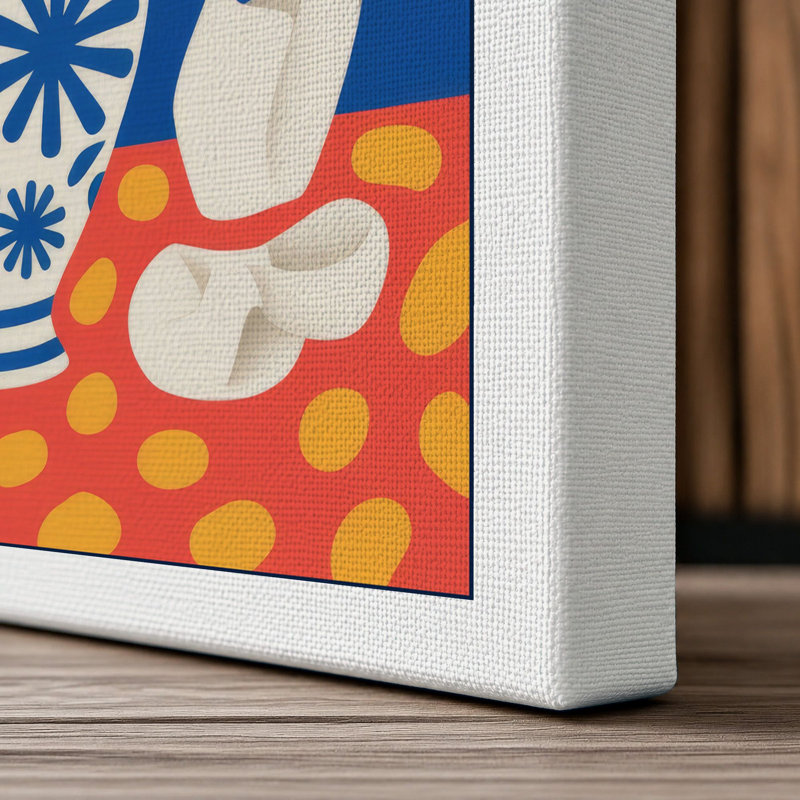 Flowers and Vessels Mid-Century 1 Piece Wrapped Canvas Wall Art, 24x16 - 61.0 x 40.6 cm, White Border