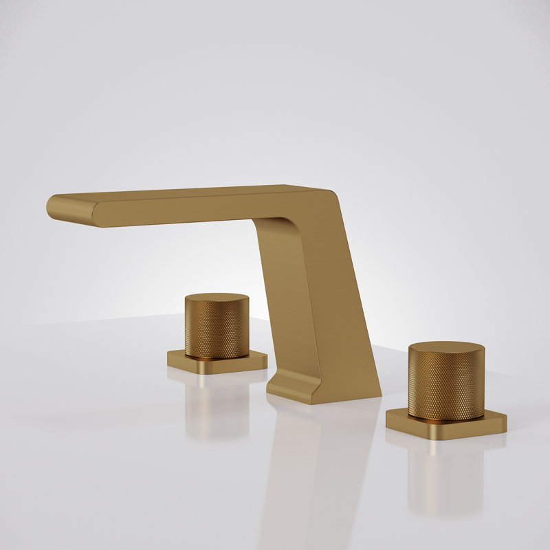 Widespread Bathroom Faucet 3 Hole, 2-handle Bathroom Sink Faucet with Drain Assembly, Brushed Gold
