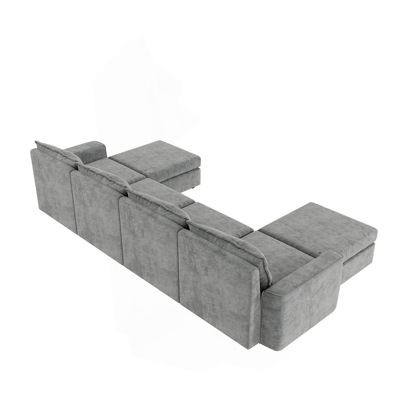 Chenille Modular Sectional Sofa,U Shaped Reversible Couch,Free Combination