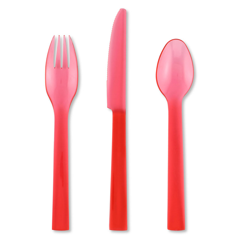 Disposable Flatware Set, Red