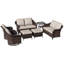 Ensemble de patio Alderwood 3 pièces en résine tressée PE résistant aux intempéries, canapé 3 places et 2 poufs avec coussins beiges-495281030