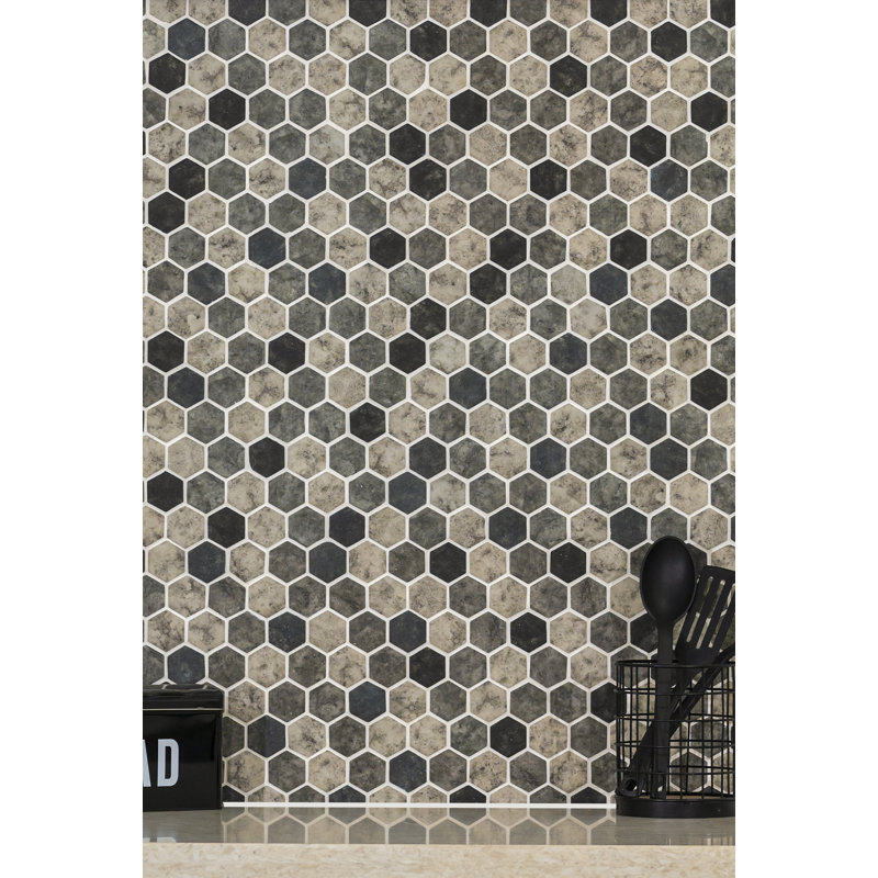 Montessa Metro Hera Hexagon 11 in. x 13 in. Glossy Glass Mosaic Floor and Wall Tile