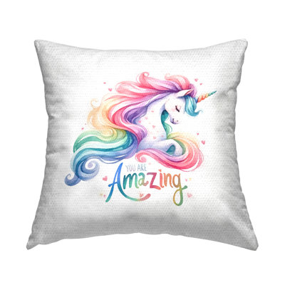 Amazing Pastel Unicorn Outdoor Printed Pillow by Amanda Greenwood