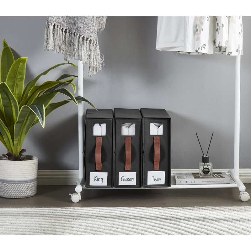 Organisateurs de draps de lit pliables et de rangement DECOMOMO (paquet de 3), Noir, noir, noir, noir