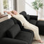 Canapé modulaire en L surdimensionné en forme de L Cloud Couch, canapé 4 places avec repose-pieds, coussins de siège confortables et épais, tissu respirant en velours côtelé, noir pour le salon-2047768837-2047768839