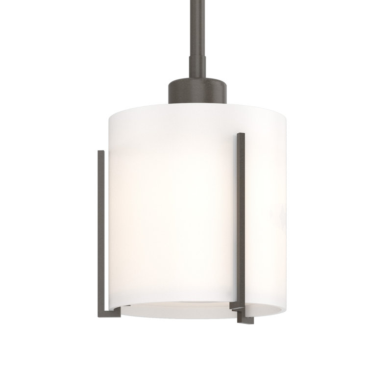 Exos 1 - Light Single Cylinder Pendant with Opal Shade, Small, Dark Smoke