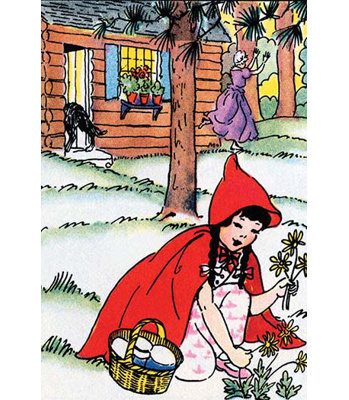 " Little Red Riding Hood Picks Flowers "