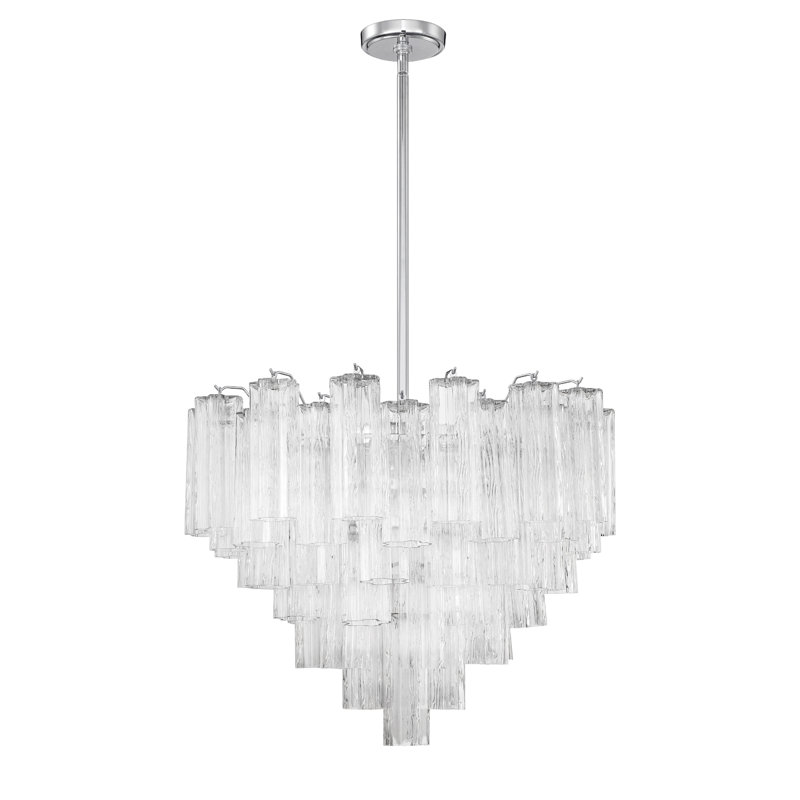 Dimmable Tiered Chandelier, 21.5" H x 26.75" W x 26.75" D, Clear, Polished Chrome