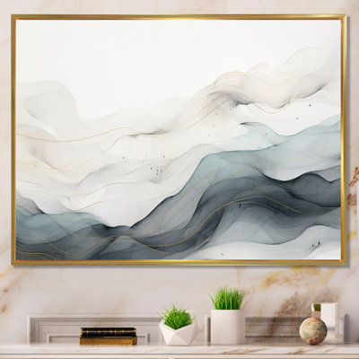 Blue Grey Line Art Conceptual Abstract II - Line Art Wall Art