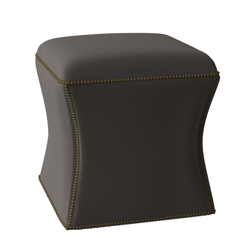 Roscoe 20" Cocktail Ottoman, Brass, Light Grey Leather 202-010