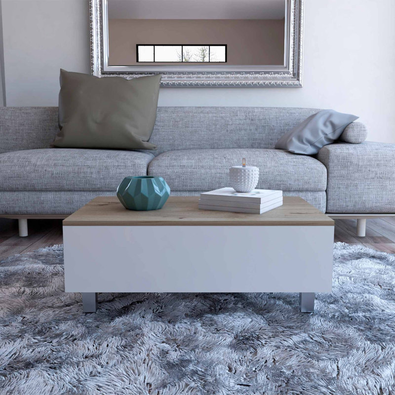 Coffee Table, White/Light Oak