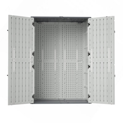 Abri de jardin spacieux en résine, sans cloisons, résistant aux UV et antirouille, pour ranger vos outils.