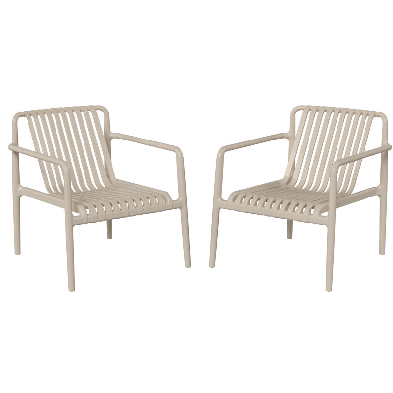 Fauteuil club de patio empilable (ensemble de 2), Beige