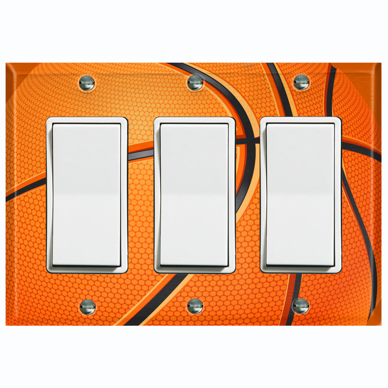 Basketball Kids Room Sports Game 3 - Gang Toggle Light Switch Standard Wall Plate