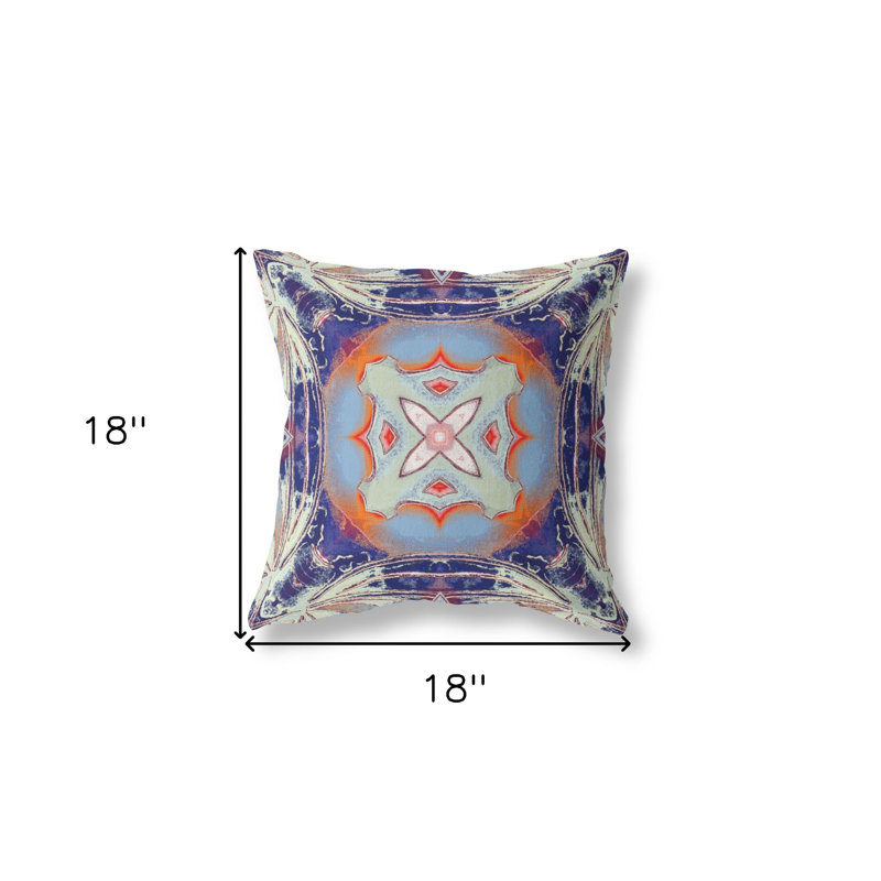 Coussin 18 po x 18 po, Crème / gris / indigo / bleu clair / orange