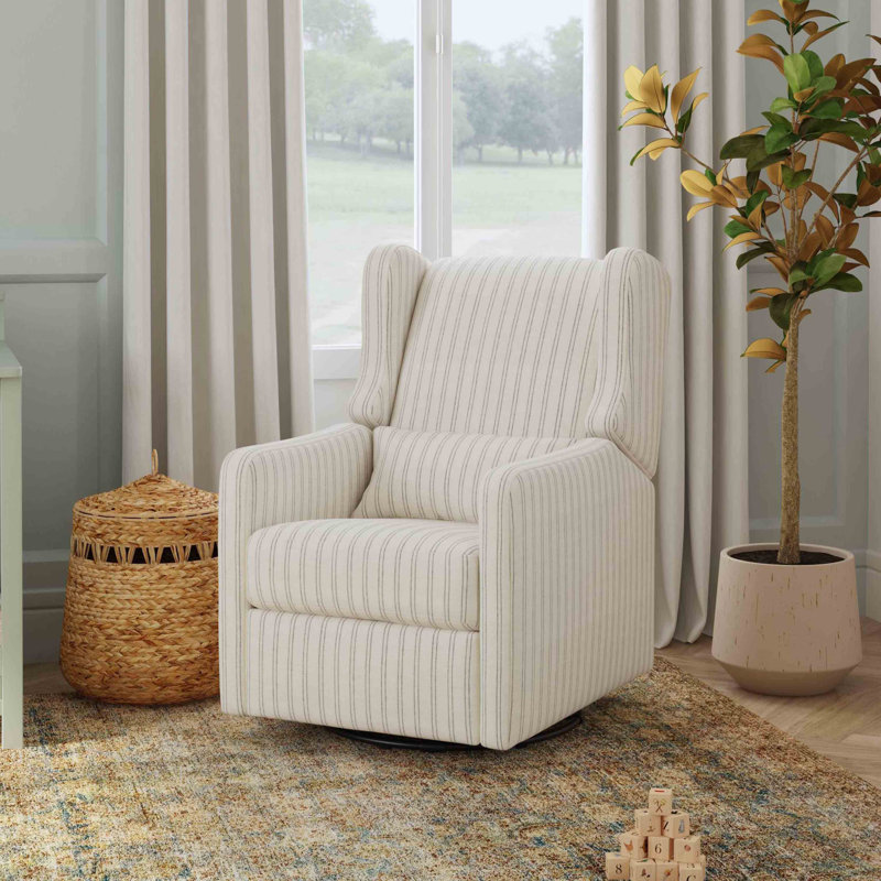 Arlo Recliner and Swivel Glider, Performance Charcoal Double Stripe Linen