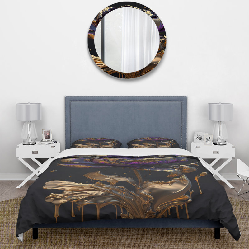 Mauve pivoine liquide II - ensemble de housse de couette floral - microfibre de polyester