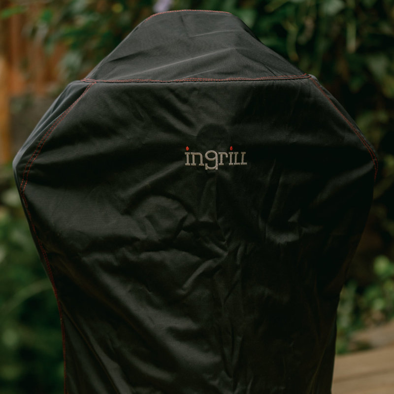 Housse pour petit barbecue InGrill - Housse de protection en toile noire imperméable résistante aux intempéries avec sangles inférieures, housse d'extérieur sécuritaire pour petits barils