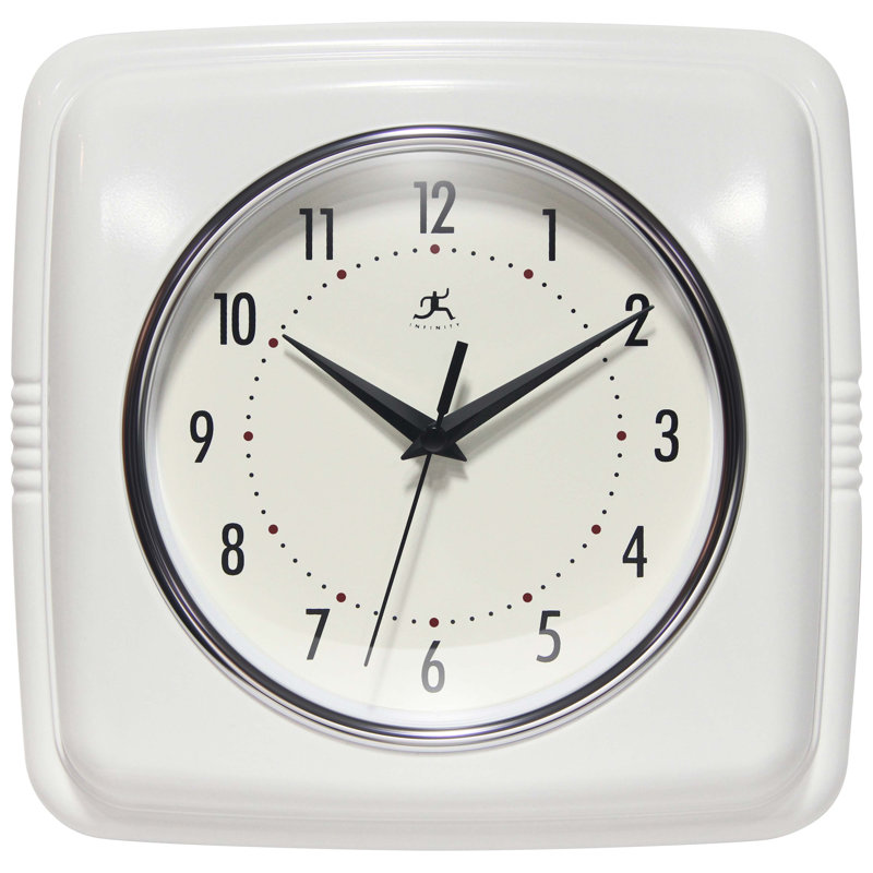 Orrwell Square Plastic Wall Clock 9.25 Inches, White