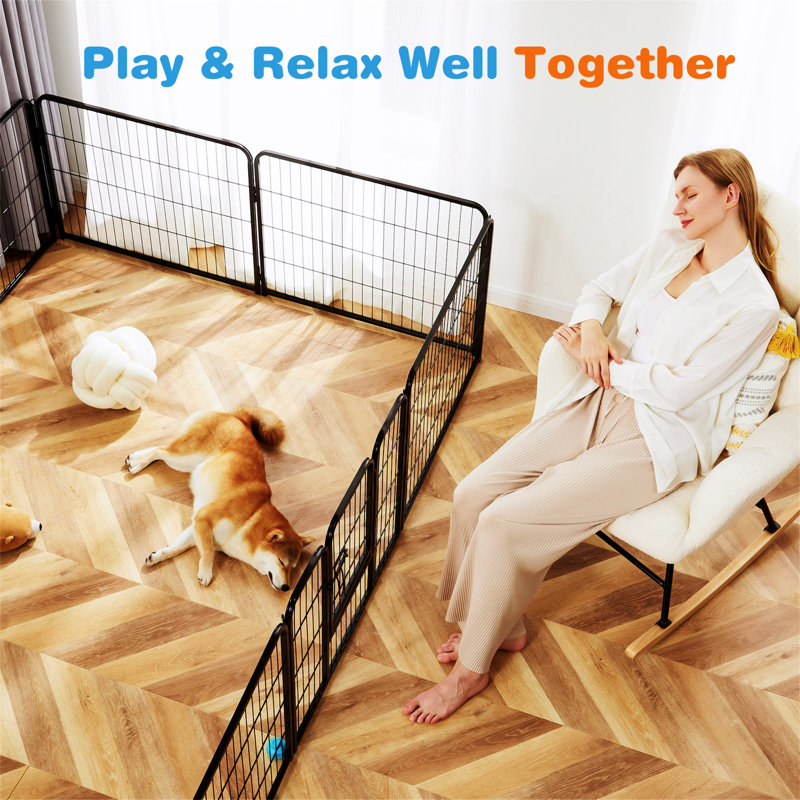 Parc pour chien d'intérieur avec porte, H 23,6 po x l 92,1 po x P 32,6 po