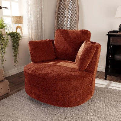 Fauteuil demi-tonneau pivotant avec housse et 3 coussins