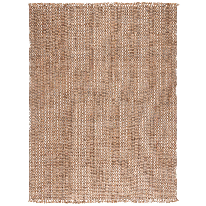 Tapis de couleur unie en jute tissé à plat à la main Khrysten, Rectangle 8 pi x 10 pi
